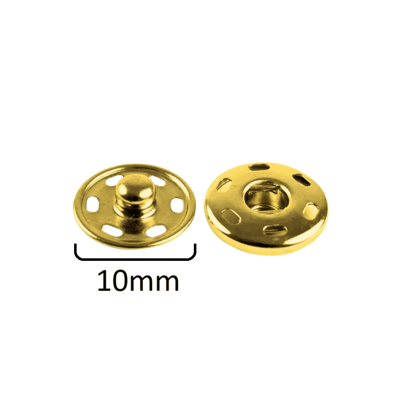 Colchete Pressão Aquarela Latão 10mm Dourado - C/ 6un. 1 colcheteaquadou10