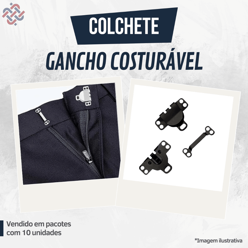 Colchete Gancho Latão Costurável Preto Eberle 8.893.9.l - Pacote com 10 Unidades 2 893c10preto