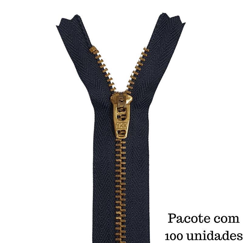 Zíper Fixo Metal Dourado Médio Ykk 18cm - Cor: 560 (marinho) Ygrc 459 - C/ 100 Un. 1 ykkdou560pct01