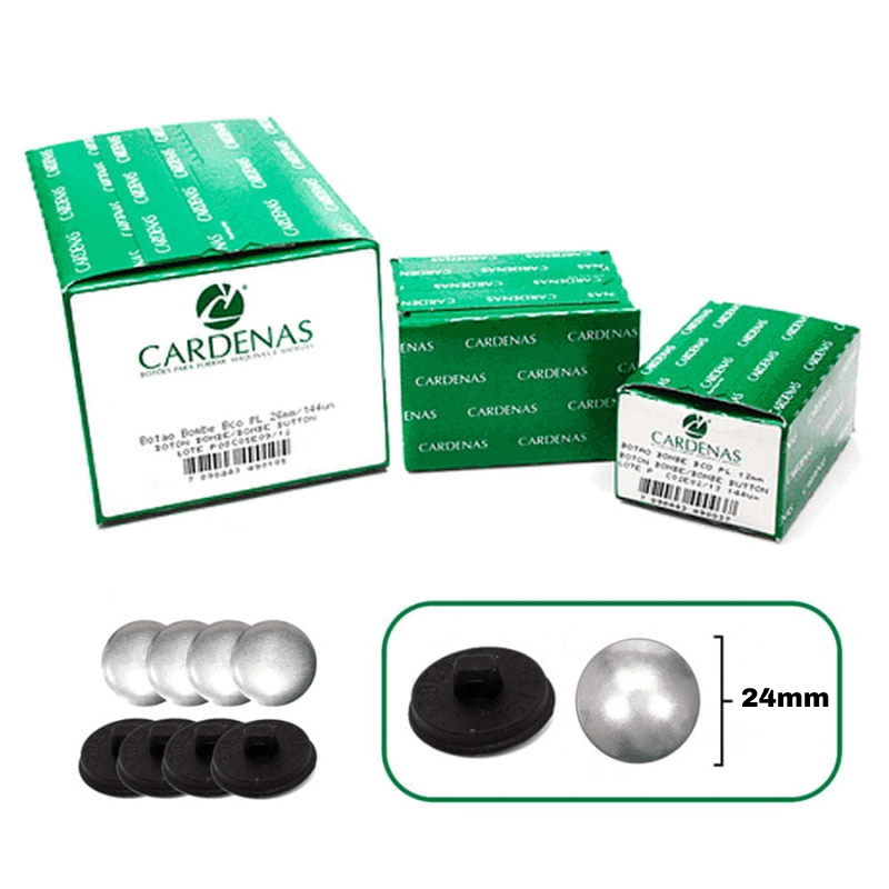 Botão Bombê para Forrar Cardenas 24mm Pézinho Preto - Caixa com 144un. 1 BombePreto24