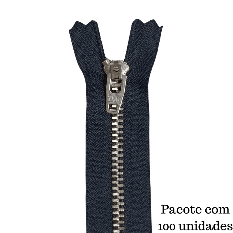Zíper Fixo Metal Níquel Médio Ykk 12cm - Cor: 560 (marinho) Ynrc 459 - C/ 100 Un. 2 ykkniq560pct02